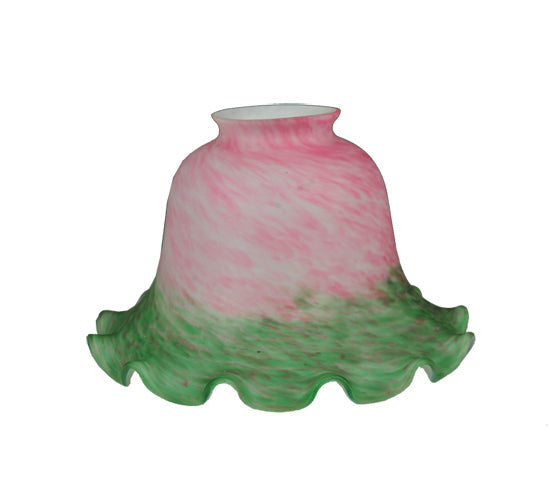 Meyda Lighting Fluted Bell 7" Pink & Green Shade Glass