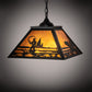 Meyda Lighting Fly Fisherman 22" 2-Light Textured Black Pendant Light With Amber Mica Shade Glass