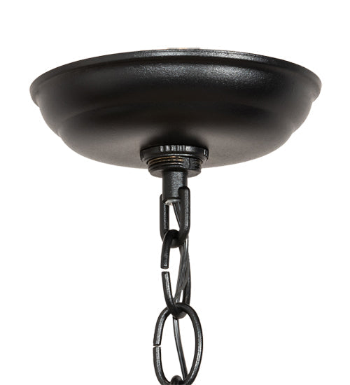 Meyda Lighting Fly Fisherman 22" 2-Light Textured Black Pendant Light With Amber Mica Shade Glass