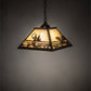Meyda Lighting Fly Fisherman 23" 3-Light Mahogany Bronze Pendant Light With Beige Iridescent Shade Glass