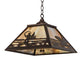 Meyda Lighting Fly Fisherman 23" 3-Light Mahogany Bronze Pendant Light With Beige Iridescent Shade Glass