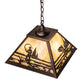 Meyda Lighting Fly Fisherman 23" 3-Light Mahogany Bronze Pendant Light With Beige Iridescent Shade Glass