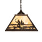 Meyda Lighting Fly Fisherman 23" 3-Light Mahogany Bronze Pendant Light With Beige Iridescent Shade Glass