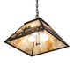 Meyda Lighting Fly Fisherman 23" 3-Light Mahogany Bronze Pendant Light With Beige Iridescent Shade Glass