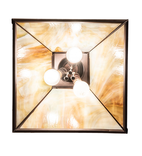Meyda Lighting Fly Fisherman 23" 3-Light Mahogany Bronze Pendant Light With Beige Iridescent Shade Glass
