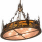 Meyda Lighting Fly Fisherman 30" 8-Light Dark Burnished Antique Copper Pendant Light With Amber & Silver Mica Shade Glass