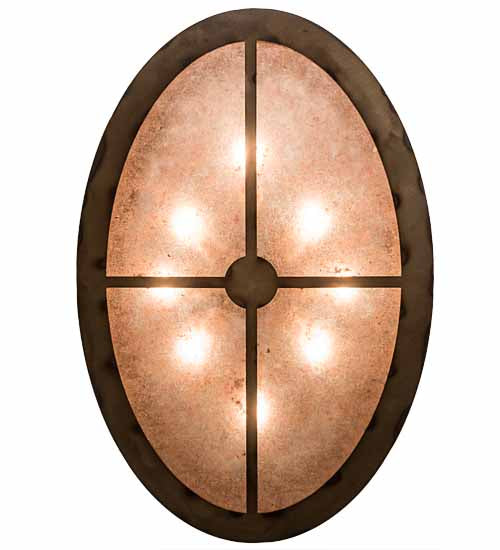Meyda Lighting Fly Fisherman 30" 8-Light Dark Burnished Antique Copper Pendant Light With Amber & Silver Mica Shade Glass