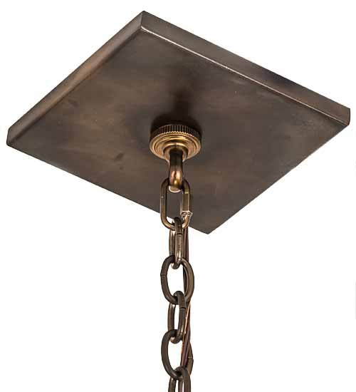 Meyda Lighting Fly Fisherman 30" 8-Light Dark Burnished Antique Copper Pendant Light With Amber & Silver Mica Shade Glass
