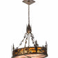 Meyda Lighting Fly Fisherman 30" 8-Light Dark Burnished Antique Copper Pendant Light With Amber & Silver Mica Shade Glass