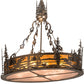 Meyda Lighting Fly Fisherman 30" 8-Light Dark Burnished Antique Copper Pendant Light With Amber & Silver Mica Shade Glass