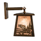 Meyda Lighting Fly Fisherman 7" Antique Copper Hanging Wall Sconce With Silver Mica Shade Glass