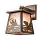 Meyda Lighting Fly Fisherman 7" Antique Copper Hanging Wall Sconce With Silver Mica Shade Glass