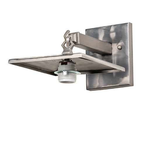Meyda Lighting Fly Fisherman 7" Industrial Steel Hanging Wall Sconce With Silver Mica Shade Glass