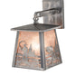 Meyda Lighting Fly Fisherman 7" Industrial Steel Hanging Wall Sconce With Silver Mica Shade Glass