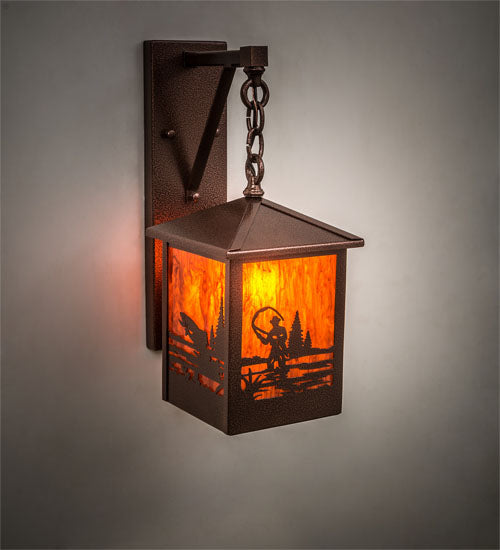 Meyda Lighting Fly Fisherman 8" New Copper Vein Hanging Wall Sconce With Maduro Idalight Shade