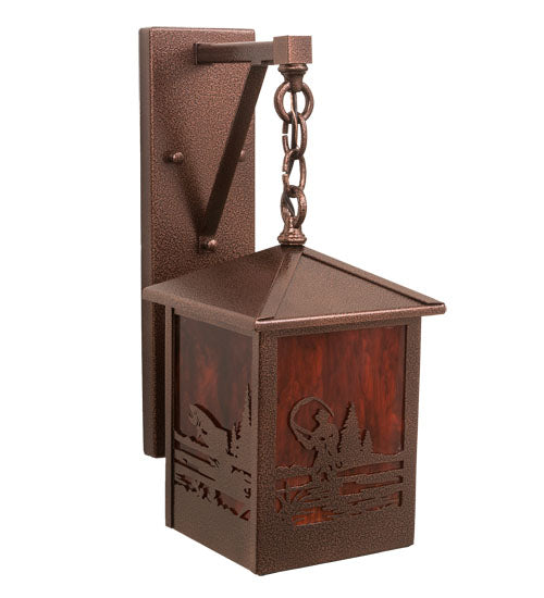 Meyda Lighting Fly Fisherman 8" New Copper Vein Hanging Wall Sconce With Maduro Idalight Shade