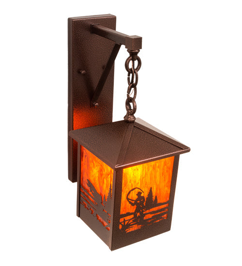 Meyda Lighting Fly Fisherman 8" New Copper Vein Hanging Wall Sconce With Maduro Idalight Shade