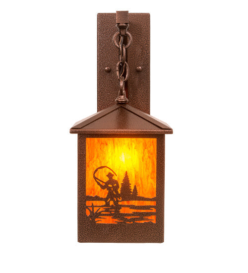 Meyda Lighting Fly Fisherman 8" New Copper Vein Hanging Wall Sconce With Maduro Idalight Shade
