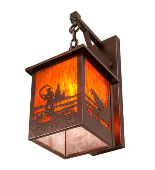 Meyda Lighting Fly Fisherman 8" New Copper Vein Hanging Wall Sconce With Maduro Idalight Shade