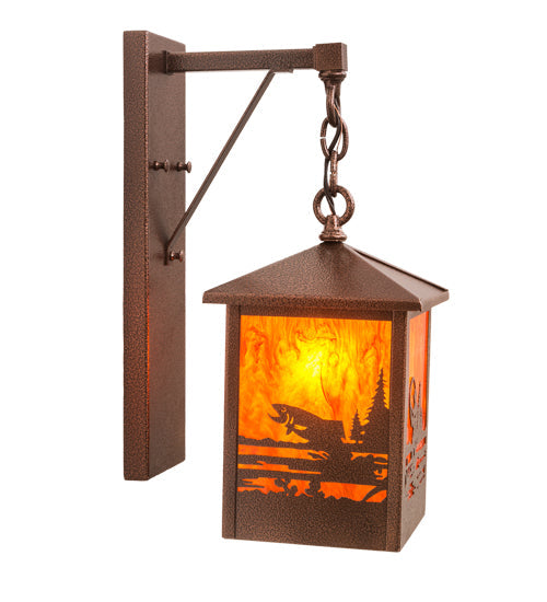 Meyda Lighting Fly Fisherman 8" New Copper Vein Hanging Wall Sconce With Maduro Idalight Shade