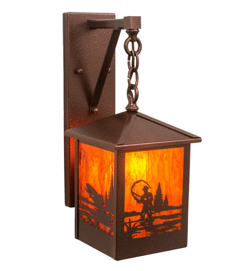 Meyda Lighting Fly Fisherman 8" New Copper Vein Hanging Wall Sconce With Maduro Idalight Shade