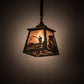 Meyda Lighting Fly Fishing 12" Timeless Bronze Pendant Light With Silver Mica Shade Glass