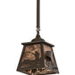Meyda Lighting Fly Fishing 12" Timeless Bronze Pendant Light With Silver Mica Shade Glass