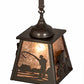 Meyda Lighting Fly Fishing 12" Timeless Bronze Pendant Light With Silver Mica Shade Glass