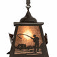 Meyda Lighting Fly Fishing 12" Timeless Bronze Pendant Light With Silver Mica Shade Glass