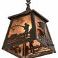 Meyda Lighting Fly Fishing 12" Timeless Bronze Pendant Light With Silver Mica Shade Glass