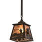 Meyda Lighting Fly Fishing 12" Timeless Bronze Pendant Light With Silver Mica Shade Glass