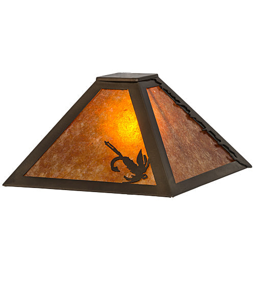 Meyda Lighting Fly Fishing 16" Antique Copper Frame With Amber Mica Shade Glass
