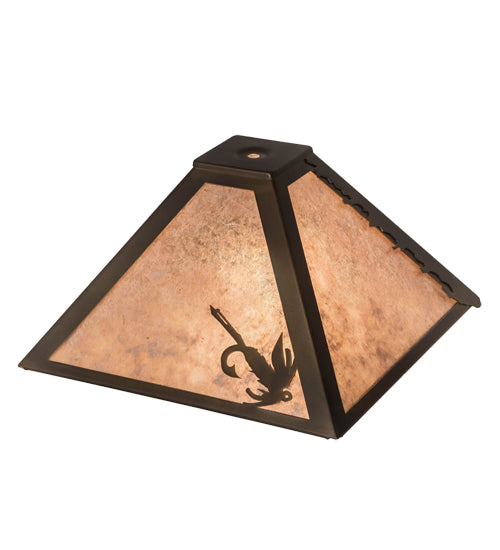 Meyda Lighting Fly Fishing 16" Antique Copper Frame With Silver Mica Shade Glass