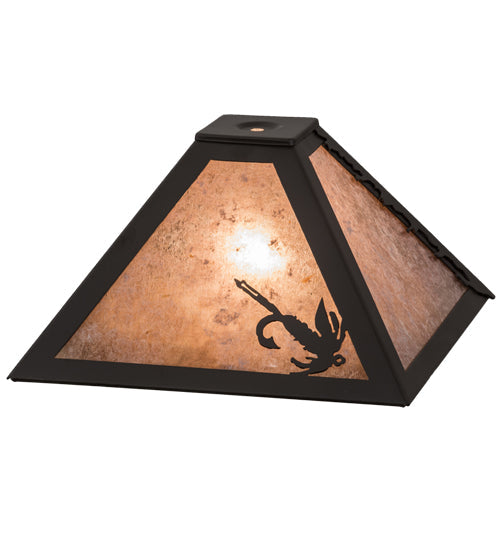 Meyda Lighting Fly Fishing 17" Oil Rubbed Bronze Frame With Silver Mica Shade Glass