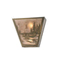 Meyda Lighting Fly Fishing Creek 13" 2-Light Antique Copper Wall Sconce With Silver Mica Shade Glass