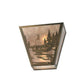 Meyda Lighting Fly Fishing Creek 13" 2-Light Antique Copper Wall Sconce With Silver Mica Shade Glass
