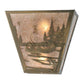 Meyda Lighting Fly Fishing Creek 13" 2-Light Antique Copper Wall Sconce With Silver Mica Shade Glass