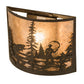 Meyda Lighting Fly Fishing Creek 14" Oil Rubbed Bronze Wall Sconce With Silver Mica Shade Glass