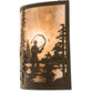 Meyda Lighting Fly Fishing Creek 14" Oil Rubbed Bronze Wall Sconce With Silver Mica Shade Glass