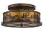 Meyda Lighting Fly Fishing Creek 16" 2-Light Antique Copper Flush Mount Light With Amber Mica Shade Glass