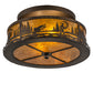 Meyda Lighting Fly Fishing Creek 16" 2-Light Antique Copper Flush Mount Light With Amber Mica Shade Glass