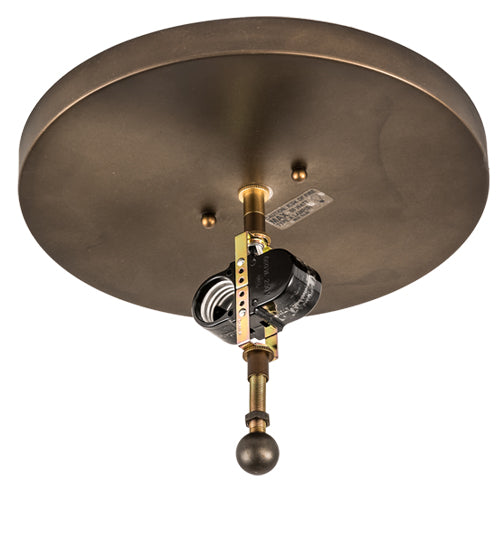 Meyda Lighting Fly Fishing Creek 16" 2-Light Antique Copper Flush Mount Light With Amber Mica Shade Glass