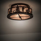 Meyda Lighting Fly Fishing Creek 16" 2-Light Mahogany Bronze Flush Mount Light With Silver Mica Shade Glass