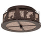 Meyda Lighting Fly Fishing Creek 16" 2-Light Mahogany Bronze Flush Mount Light With Silver Mica Shade Glass