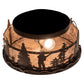Meyda Lighting Fly Fishing Creek 16" 2-Light Mahogany Bronze Flush Mount Light With Silver Mica Shade Glass