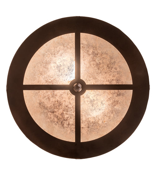 Meyda Lighting Fly Fishing Creek 16" 2-Light Mahogany Bronze Flush Mount Light With Silver Mica Shade Glass