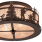 Meyda Lighting Fly Fishing Creek 16" 2-Light Mahogany Bronze Flush Mount Light With Silver Mica Shade Glass