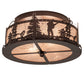 Meyda Lighting Fly Fishing Creek 16" 2-Light Mahogany Bronze Flush Mount Light With Silver Mica Shade Glass