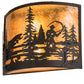 Meyda Lighting Fly Fishing Creek 16" 2-Light Oil Rubbed Bronze Wall Sconce With Amber Mica Shade Glass