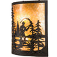 Meyda Lighting Fly Fishing Creek 16" 2-Light Oil Rubbed Bronze Wall Sconce With Amber Mica Shade Glass